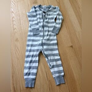 Hanna Andersson Zip Sleeper 18-24M Gray Stripe Organic Cotton